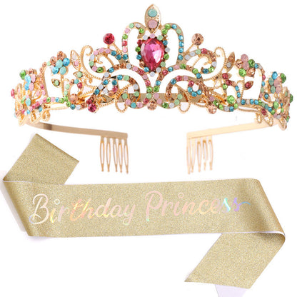 Birthday Party Crown Shoulder Strap Girl Princess Strap Suit