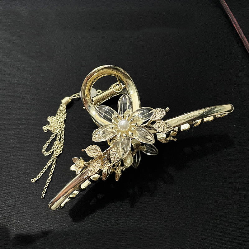 Antique Tassel Large Pearl Clip Metal Hairpin