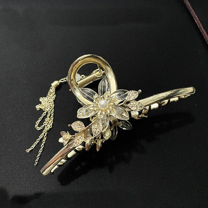 Antique Tassel Large Pearl Clip Metal Hairpin