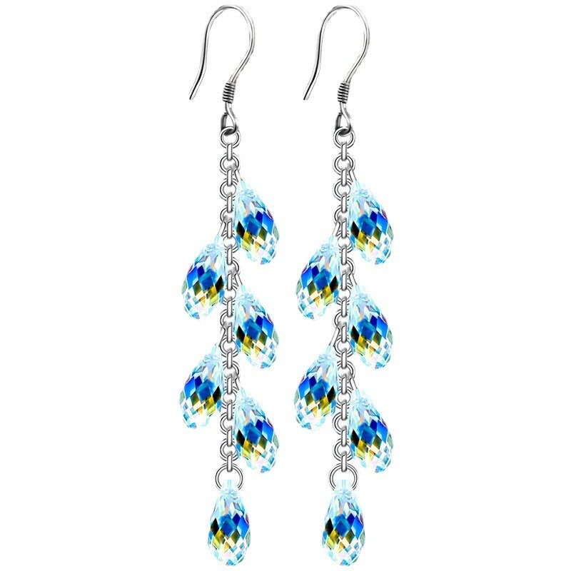 Bead Curtain Silver Needle Jewelry Crystal Earrings