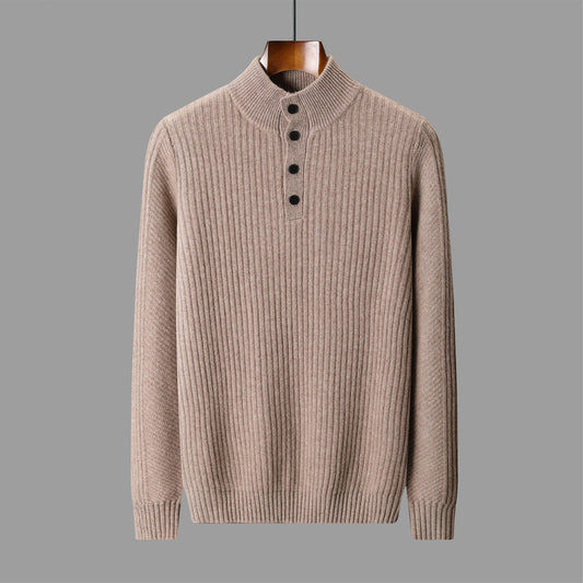 New Half Turtleneck Button Sweater For Men