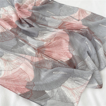 Ginkgo Leaf Scarf Women's Simple Line Versatile Decorative Shawl