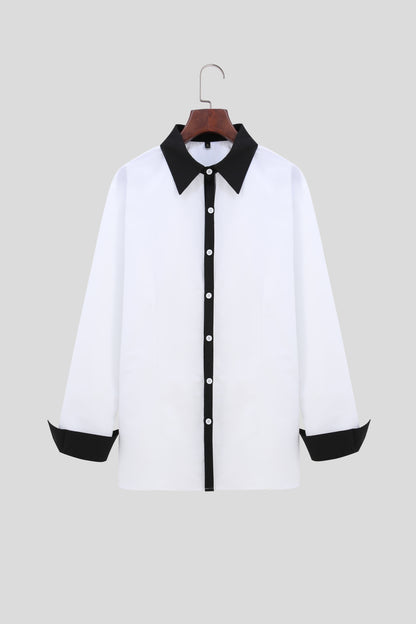 A Handsome Business And Fashionable Long-sleeved Shirt With Contrasting Colors For A Teenage Man