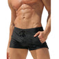 Men's Polyester High Waist Tight Lace-up Swimming Trunks