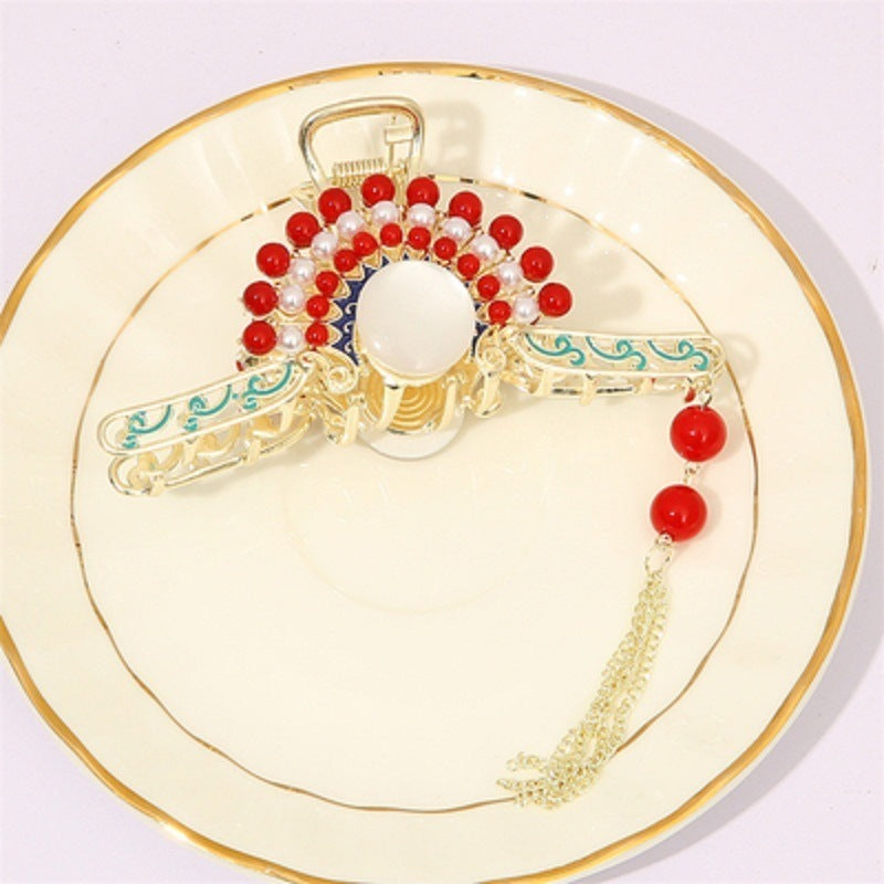 Antique Tassel Large Pearl Clip Metal Hairpin