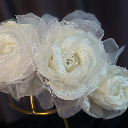 Crepe Rose Flower Dreamy Fairy Headband Bridal Tiara Wedding Three-dimensional Hair Accessories