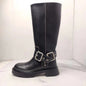 Women's Brown Retro Height Increasing Buckle Decoration High Knight Platform Boots