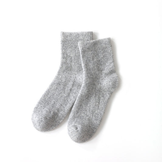 Mid-High Tube Pure Color Cashmere Socks Unisex Maternity Socks Winter Cold Thick Socks Warm