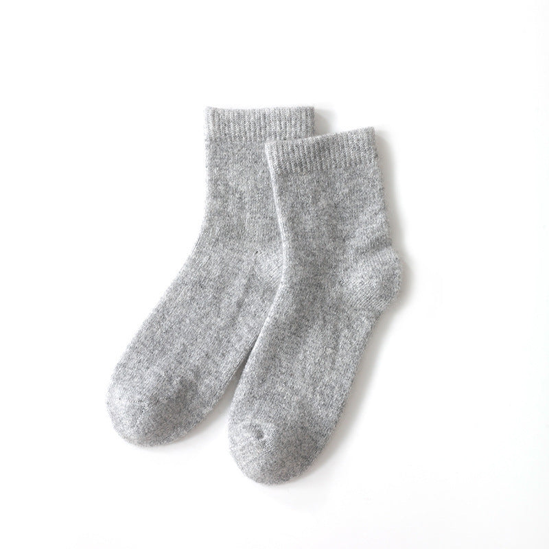 Mid-High Tube Pure Color Cashmere Socks Unisex Maternity Socks Winter Cold Thick Socks Warm