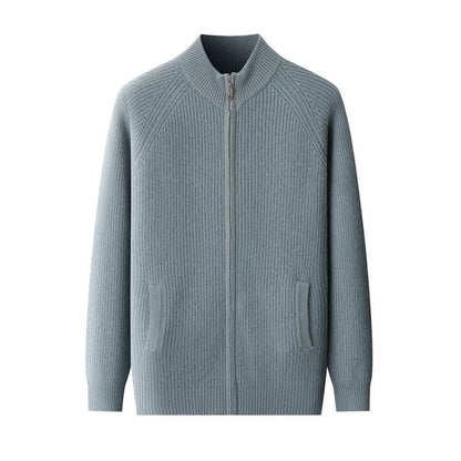 Men's Half Turtleneck Zipper Cardigan Thickened Jacket Casual