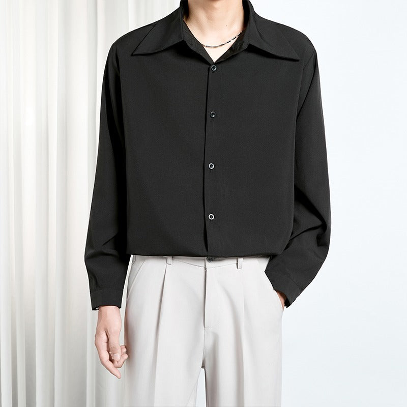 Korean Style High-end Draping Men's Trendy Simple Loose Non-ironing Shirt