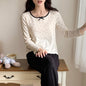 Pajamas For Women Long Sleeve With Chest Pad