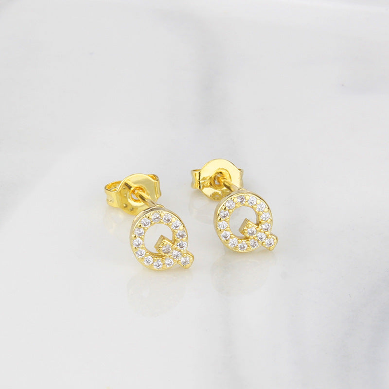 Ins European And American Diamond English Alphabet Letter Earrings