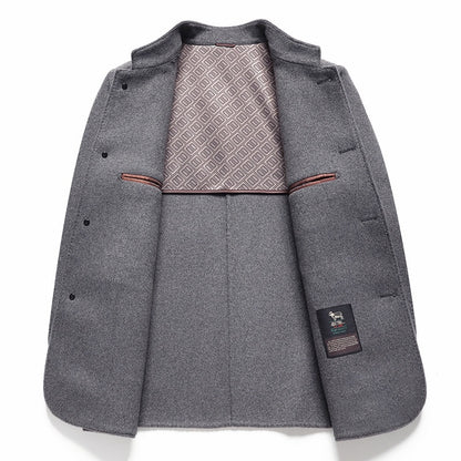 Men's Mid-length Stand Collar Double-faced Woolen Goods Wool Overcoat