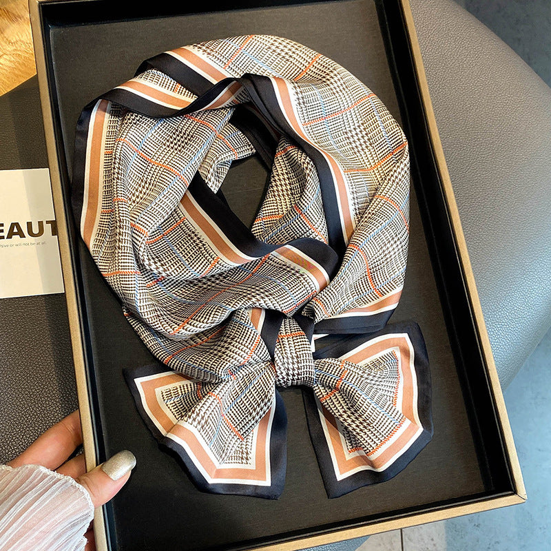 Warm Small Silk Scarf Thin Narrow Ribbon