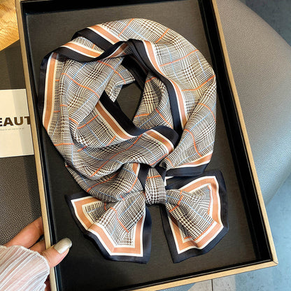 Warm Small Silk Scarf Thin Narrow Ribbon