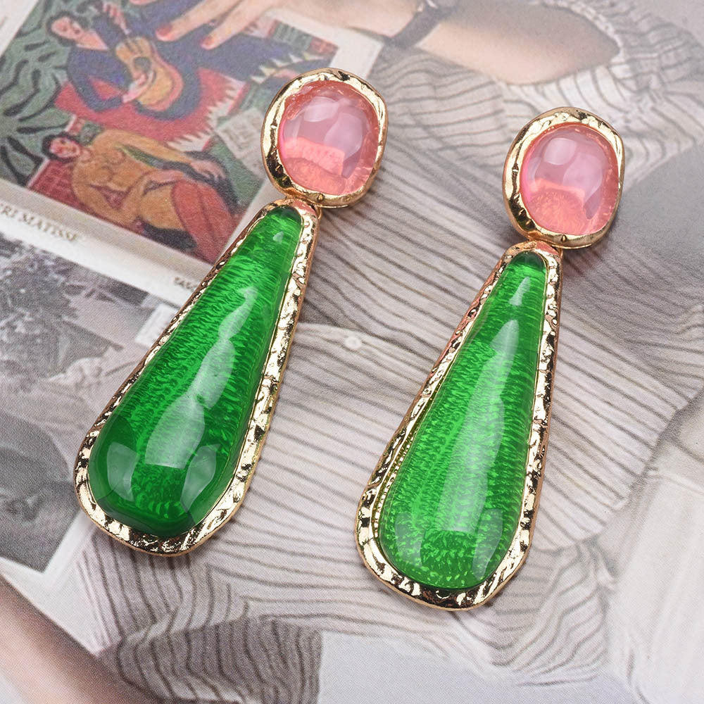Personality Retro Long Unique Geometric Resin Earrings