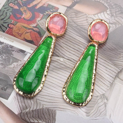Personality Retro Long Unique Geometric Resin Earrings