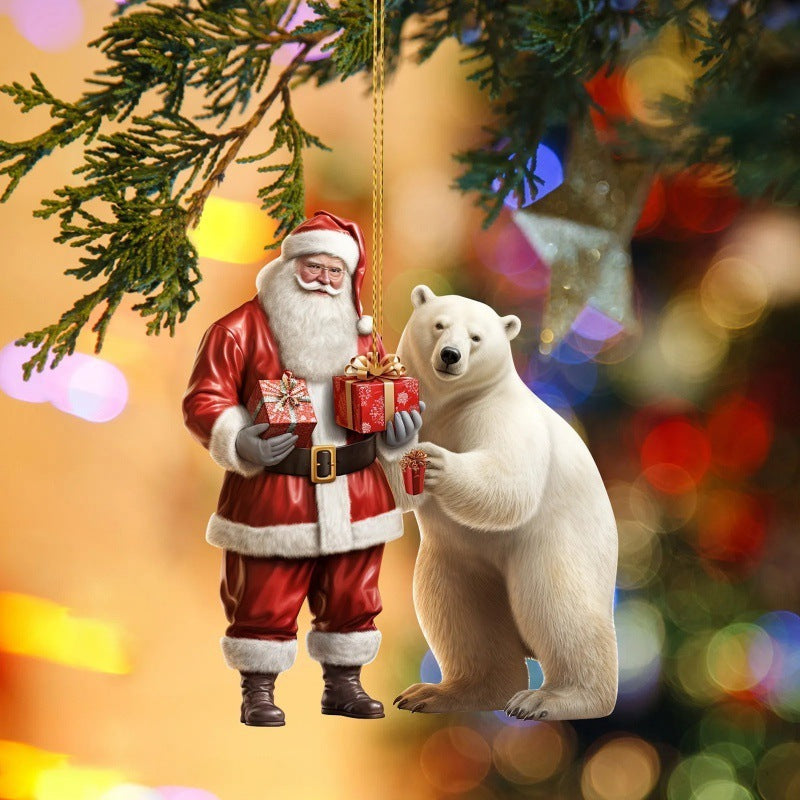 Old Man And Polar Bear Christmas Pendant Christmas Tree Decoration