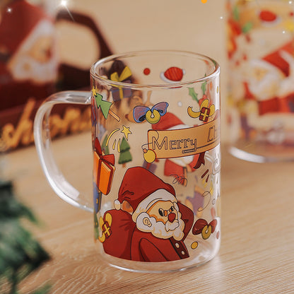 2024 Christmas Gift High Beauty Creative Cup Christmas Snowman Glass Cup High Temperature Resistant