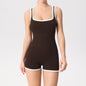 Ladies Belt Chest Pad Sports Vest One-piece Shorts