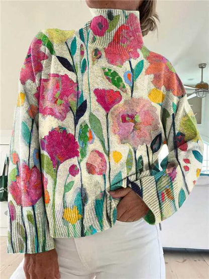 Women's Christmas Printed Turtleneck Sweater