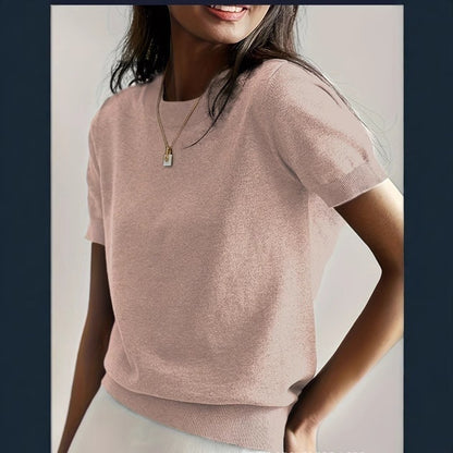 Round Neck Short Sleeve Thin Loose Casual Women's Sweater