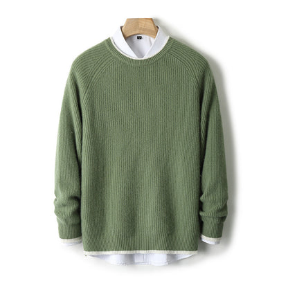 New Round Neck Double-strand Thickened Sweater For Men