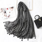 Fashion Tassel Cotton Linen Thin Yarn Scarf