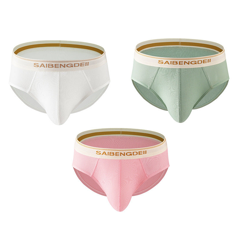 Men's Thin Breathable Sexy Briefs U Convex Big Bag Comfortable Solid Color Simple