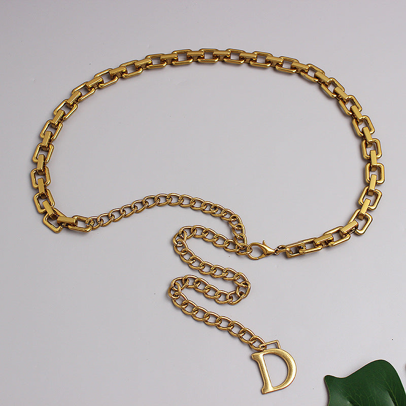 Gold Waist Chain Accessories Female D Letter Chain Belt Decoration With Pants Chain