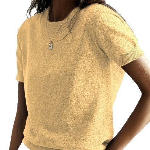 Round Neck Short Sleeve Thin Loose Casual Women's Sweater