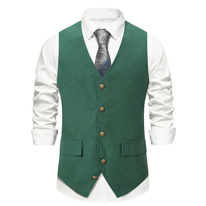 Autumn And Winter Suit Vest Man Retro European Single-breasted Casual