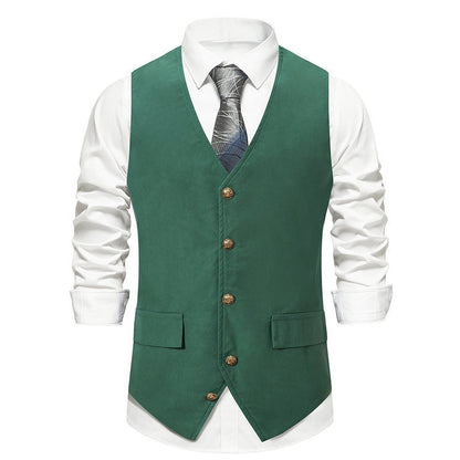 Autumn And Winter Suit Vest Man Retro European Single-breasted Casual