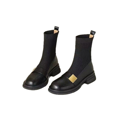 Mid-heel Retro New Loafer Ankle Boots