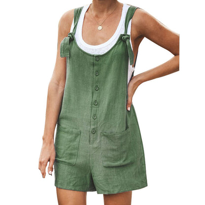 Adjustable Shoulder Strap One-piece Shorts