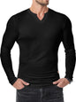 Fall Winter Men T-shirt Solid Color Casual Fashion Men's Long Sleeve
