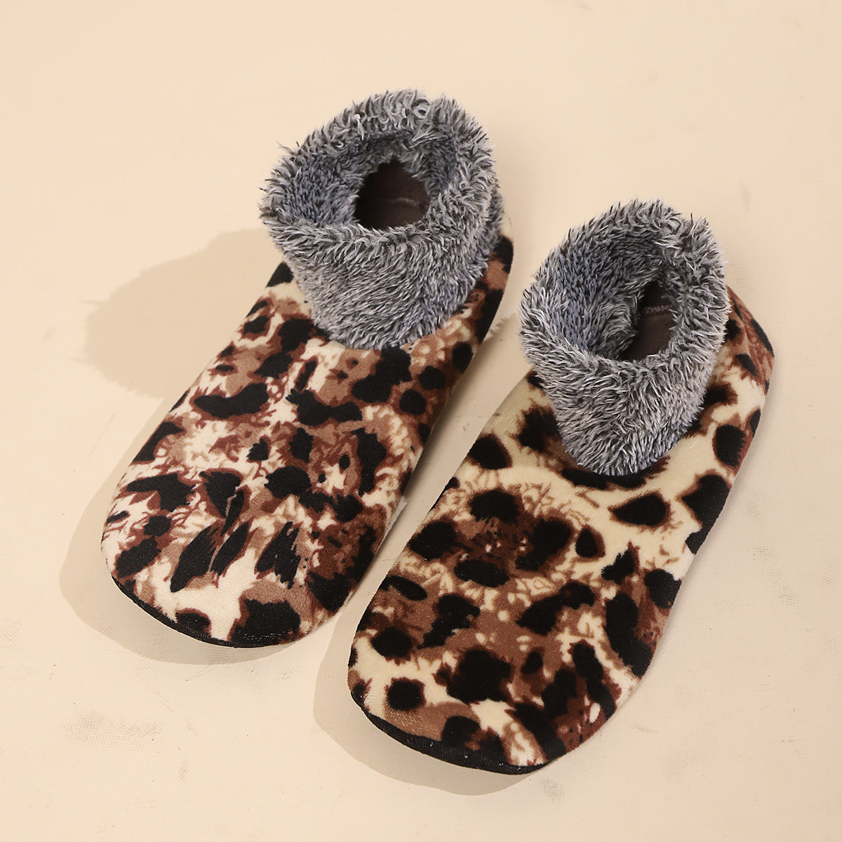 Casual Plus Size Warm Women Winter Leopard Print Room Socks