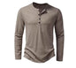 Men's Solid Color Casual Cotton Long-sleeved Top