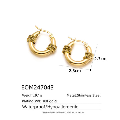 Non-fading Titanium Steel Hemp Rope Earrings