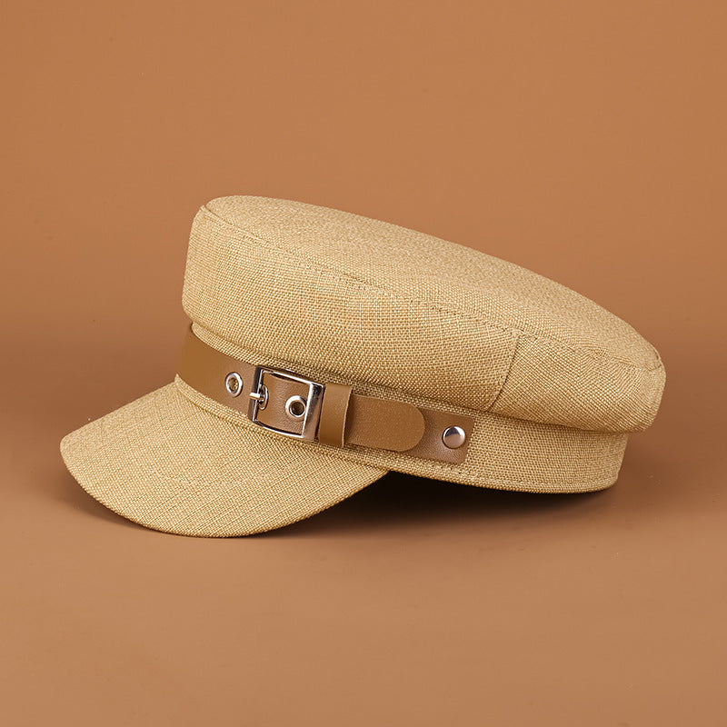 Women's Trendy Belt Buckle Duck Tongue Flat Beret Outdoor Sun-proof Warm Painter Hat