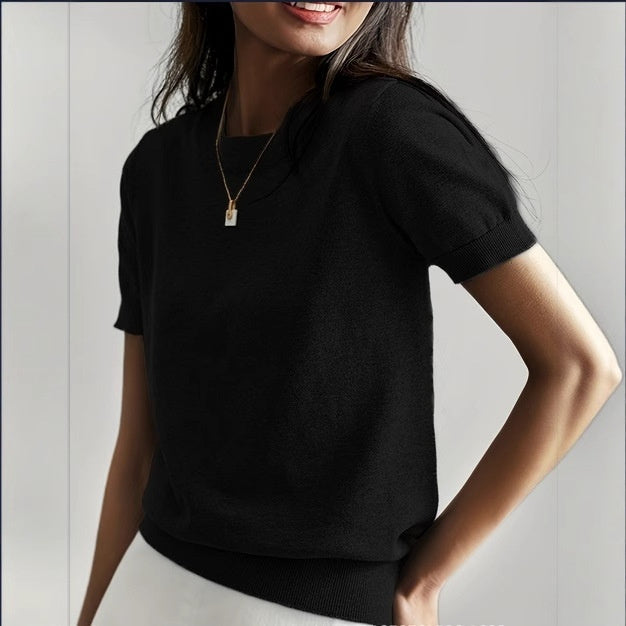 Round Neck Short Sleeve Thin Loose Casual Women's Sweater