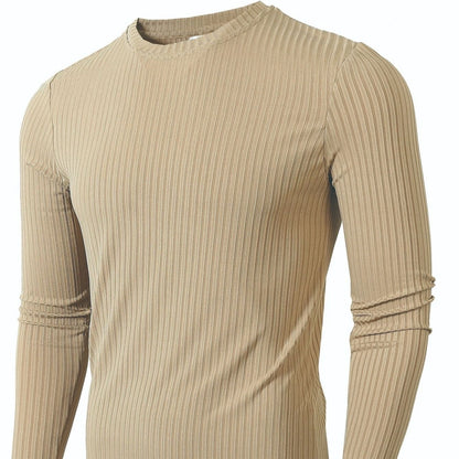 Striped Fabric Men's High Elastic Breathability Long Sleeve