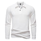 New Men's Walf Checks Fabric Long Sleeve Lapel T-shirt
