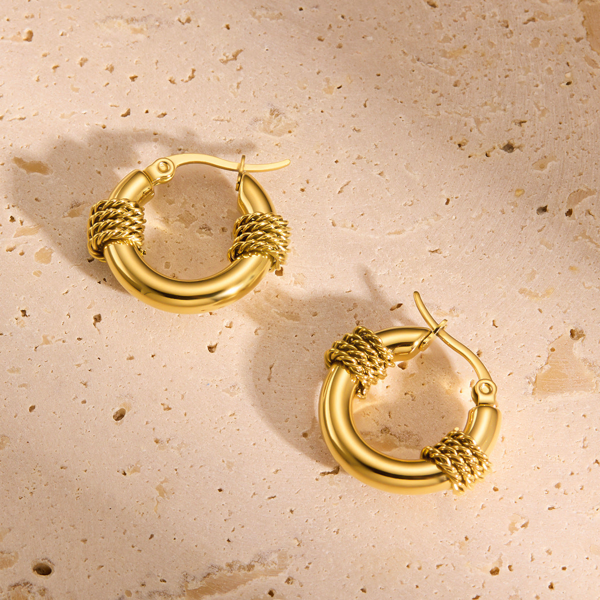 Non-fading Titanium Steel Hemp Rope Earrings