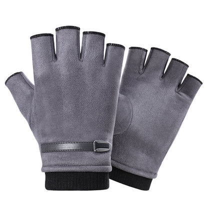 Half Finger Gloves Suede Leaking Finger Sports Outdoor Riding
