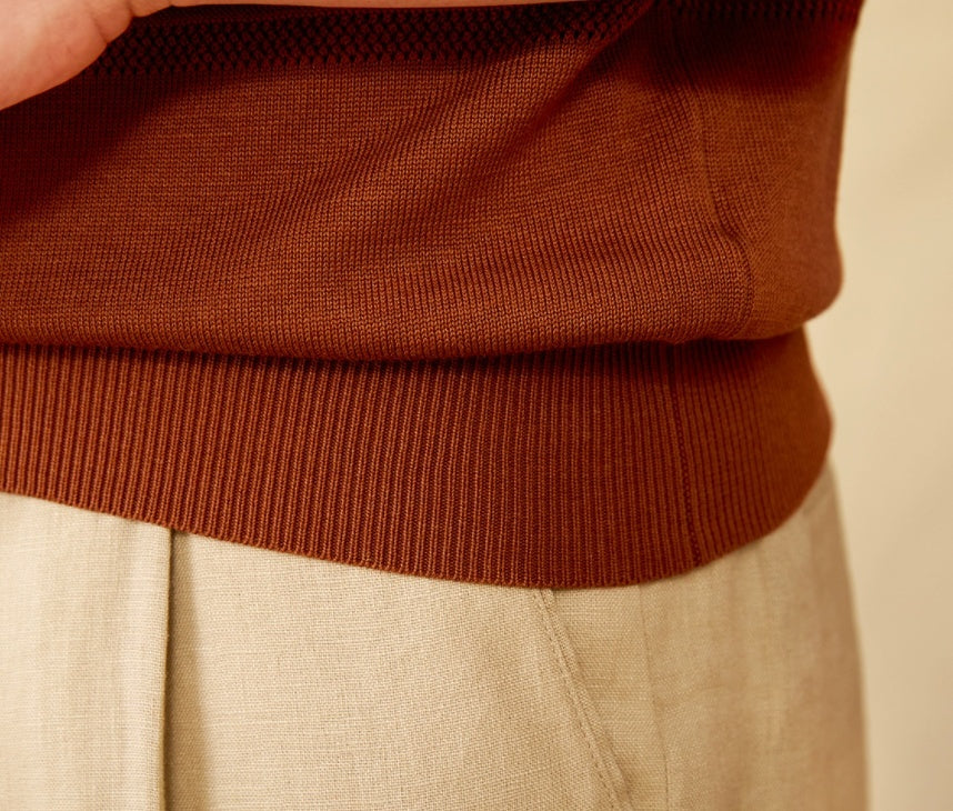 Knitted Henley Shirt American Retro Slim-fit Short Sleeve