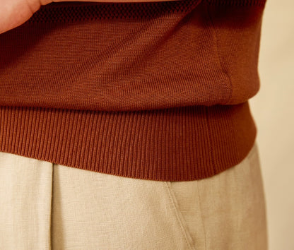 Knitted Henley Shirt American Retro Slim-fit Short Sleeve