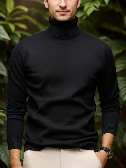 Men's Solid Color Versatile Soft Viscose Turtleneck Sweater