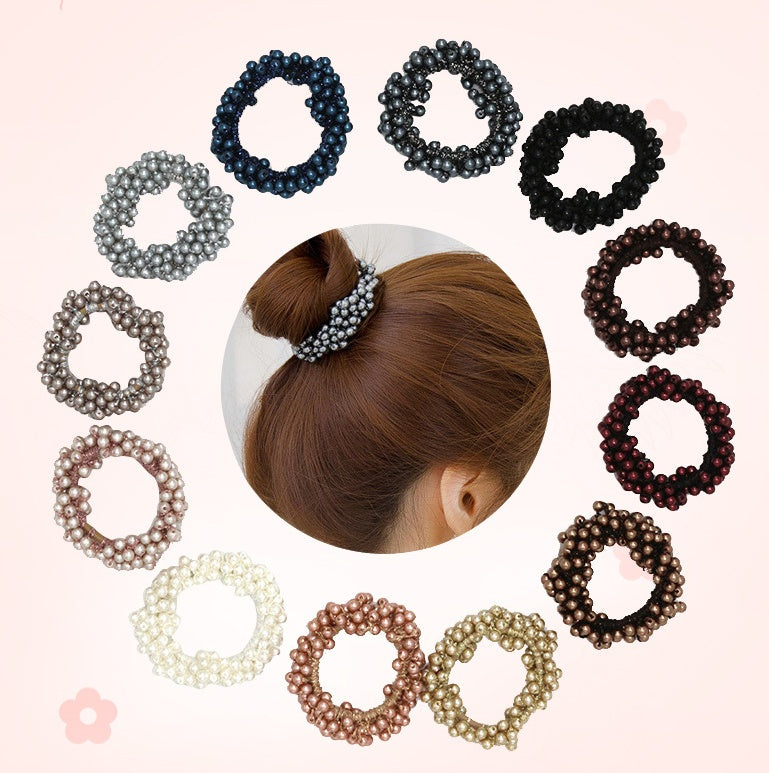 Handmade Crochet Rubber Band Hair Tie Pearl